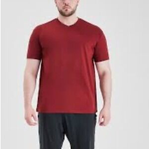 NEW Built Different Mens Burgundy V-Neck Tee Shirt Large